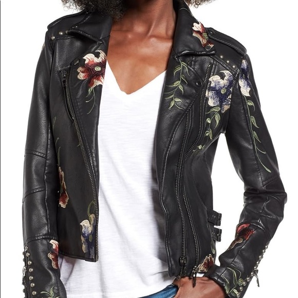 Blank NYC floral leather jacket like new